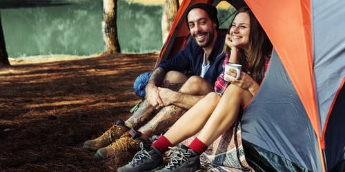 two friends camping