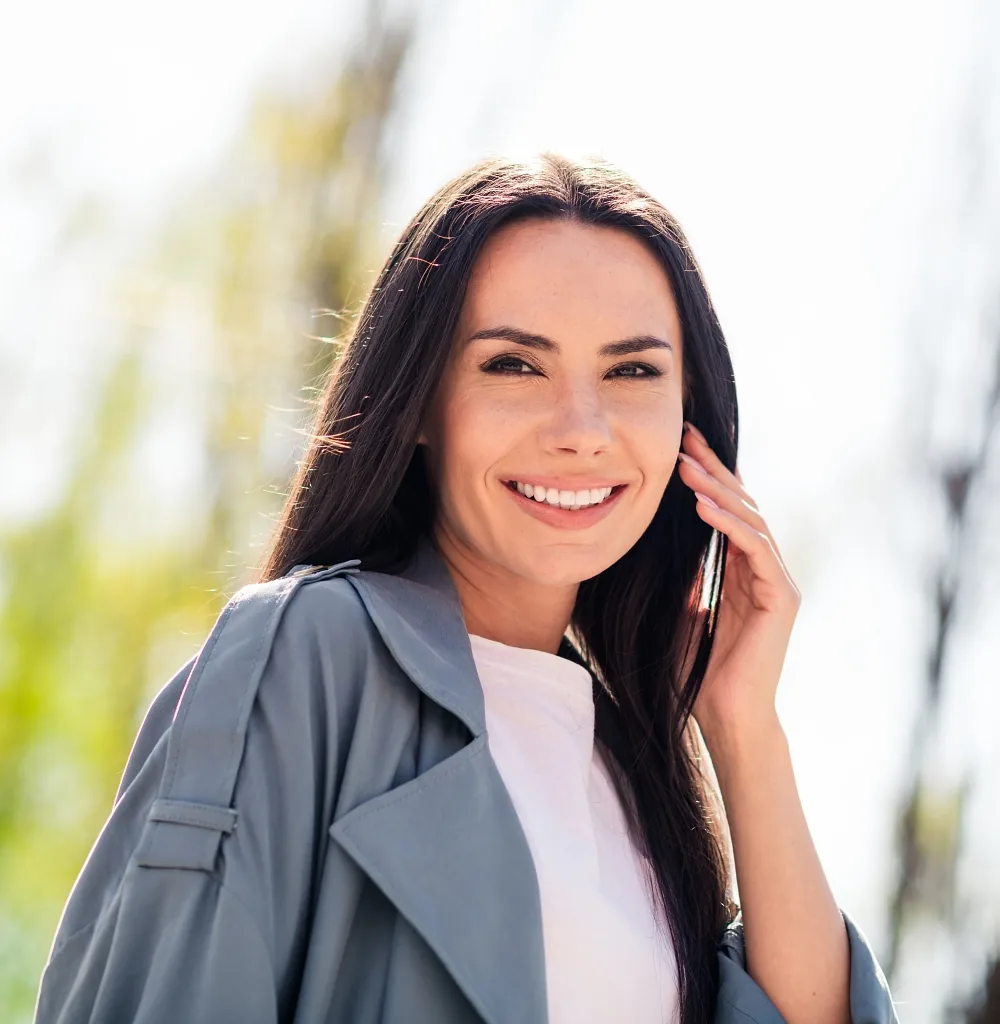 Pretty woman without glasses after LASIK