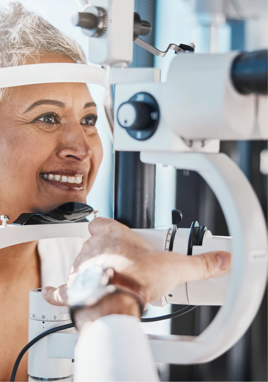 senior woman eye exam