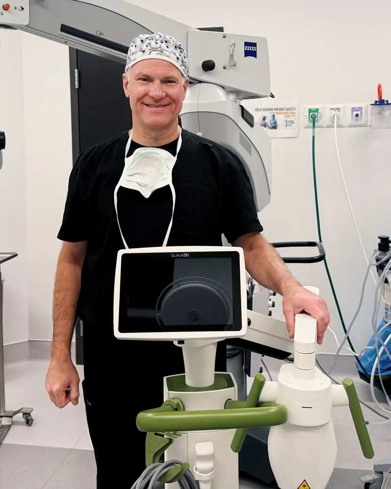 doctor standing with epioxa medical device machine